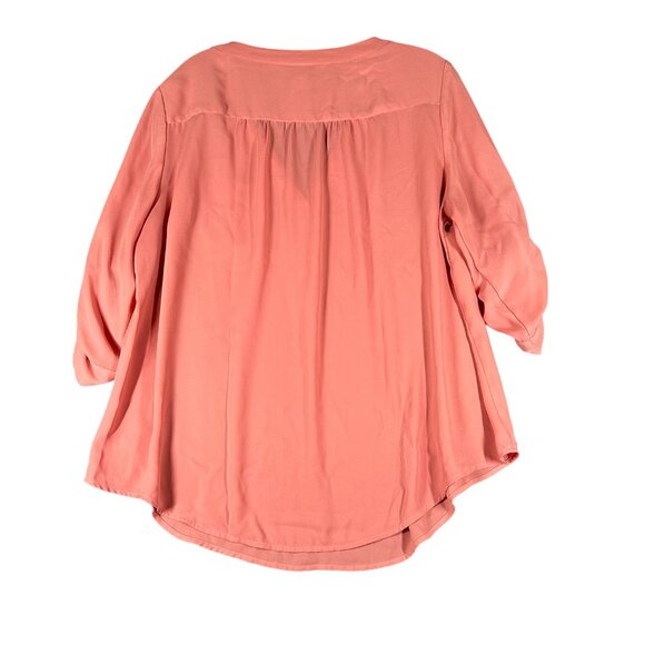 Torrid Womens 0/L/12 Pink Harper Challis Long Sleeve Roll Tab Sleeve Blouse - Picture 8 of 9